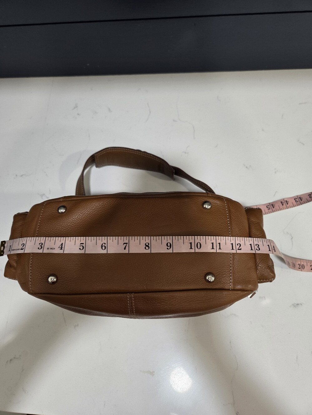 Tignanello Hobo Bag Warm Cognac Brown Leather Silver Trims - Picture 12 of 15